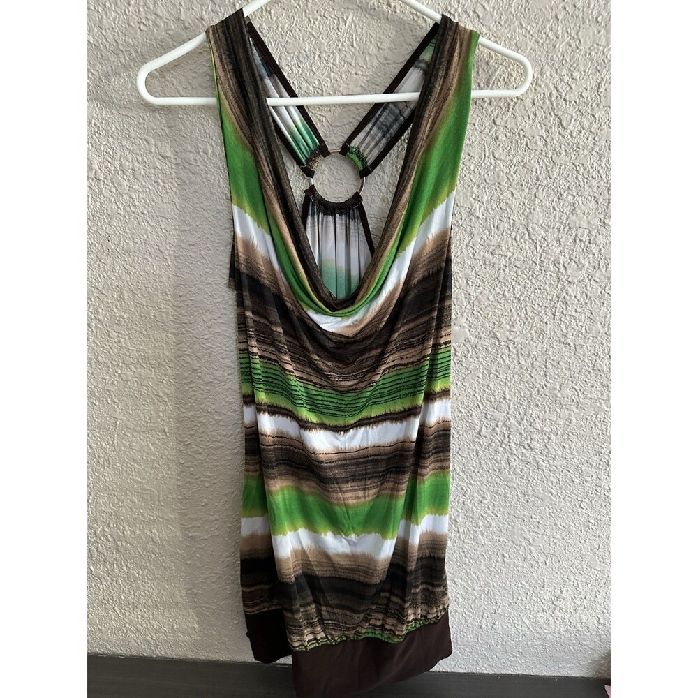 Womens Boho Y2K Babydoll Top Fairy‎ Grunge Artsy Kelly Green Brown Stretch